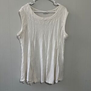 Avenue Womens Off White Viscose Blend Sleeveless Swing Tank Top Plus Size